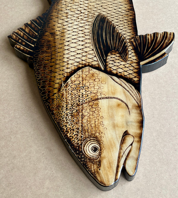 Redfish 47” || Original Woodburned Fish Artwork